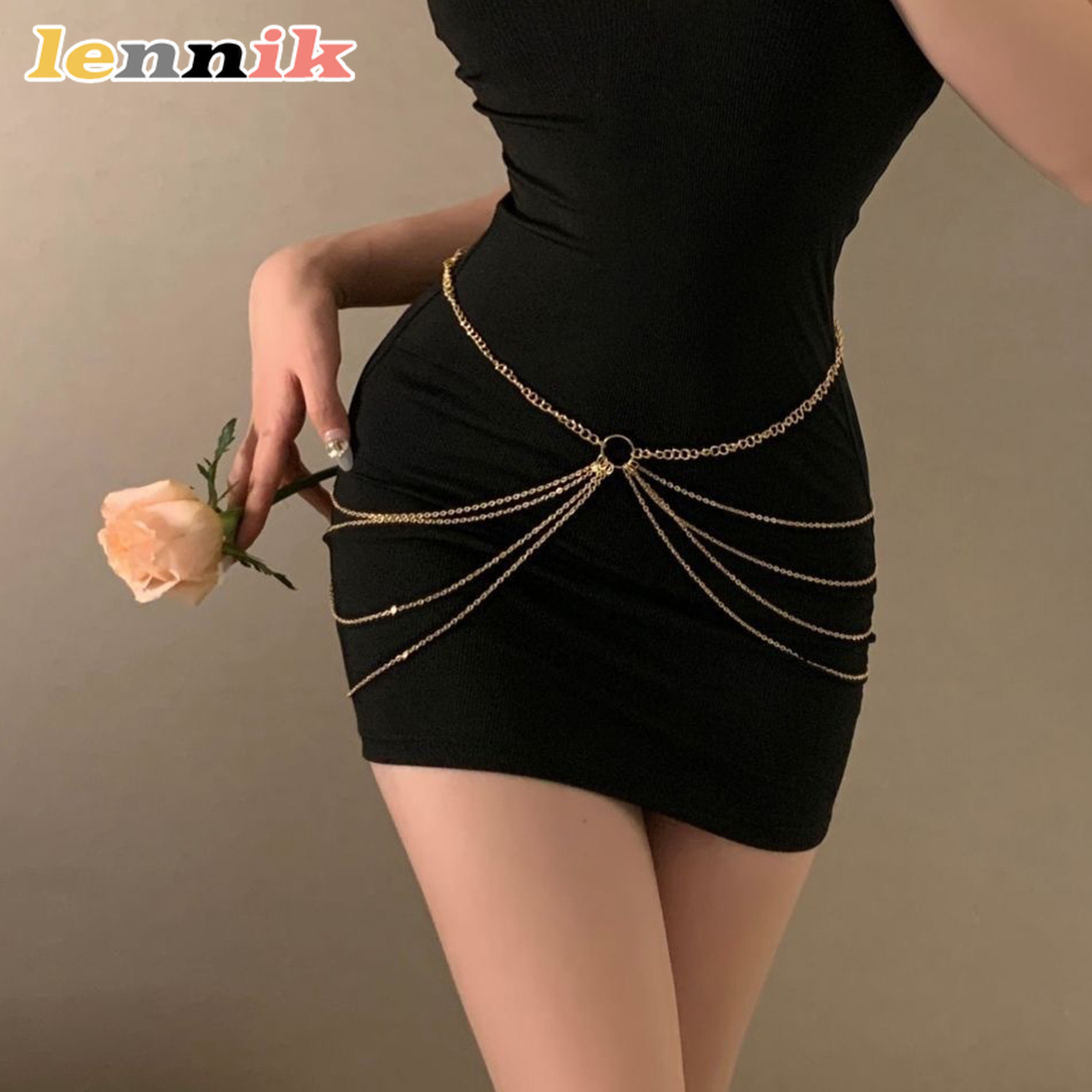 Body Jewelry - LENNIK Tassel Metal Multi-Layer Waist Chain,
