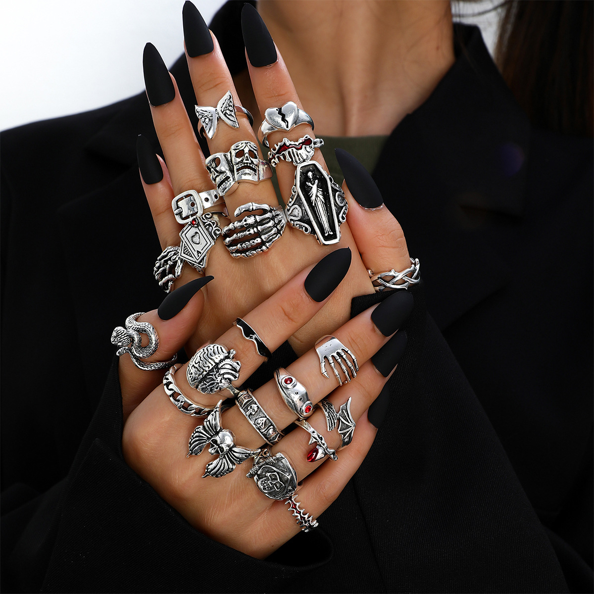 Vintage Punk Knuckle Rings Set - 23Pcs Punk Geometric Knuckle Finger Rings