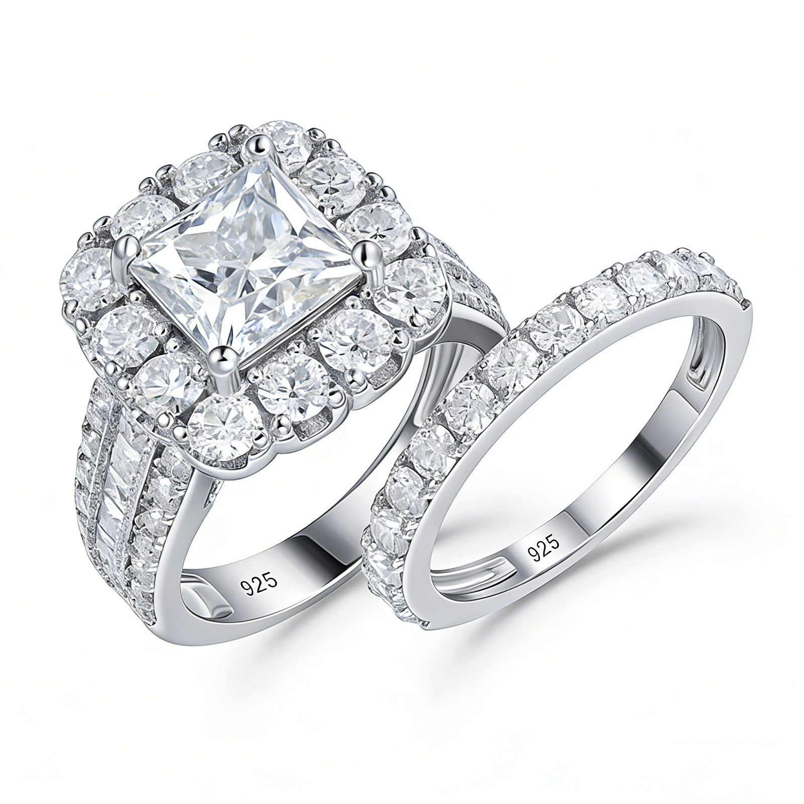 Newshe 2Pcs 925 Silver Wedding - огляд і ціна Moissanite Engagement Ring 1 Carat