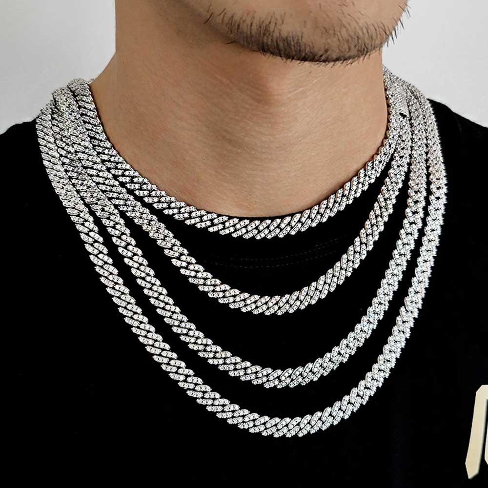 8MM1Row Zircon Women's Necklac - огляд і ціна Cuban Link Chain 12Mm