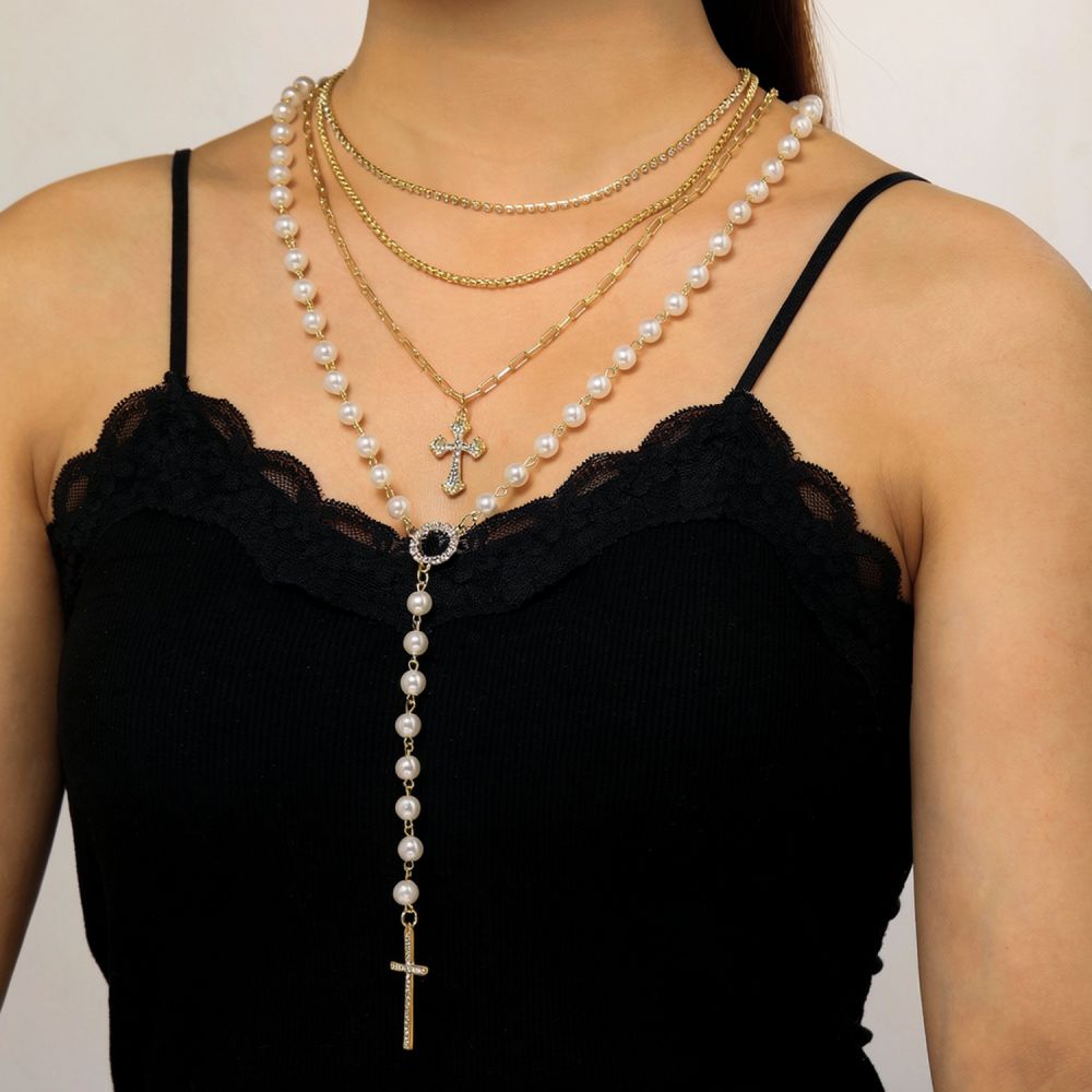 Elegant Layered Cross Pendant  - огляд і ціна Layered Pendant Necklace Aesthetic