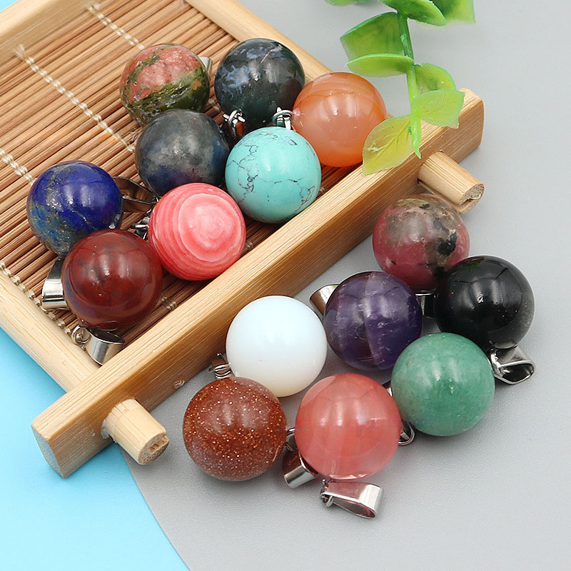 20pcs/ Bag 14mm  Natural Stone - огляд і ціна Crystal Pendant Necklace Natural Stone