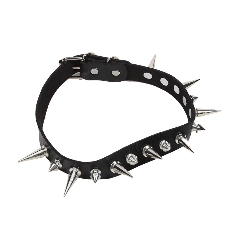 Punk Long Spike Choker Faux Le - огляд і ціна Goth Punk Spike Choker