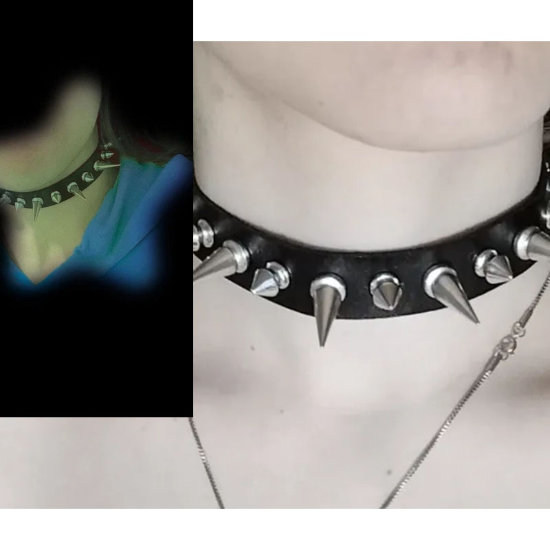 Punk Long Spike Choker Faux Le - огляд і ціна Goth Punk Spike Choker