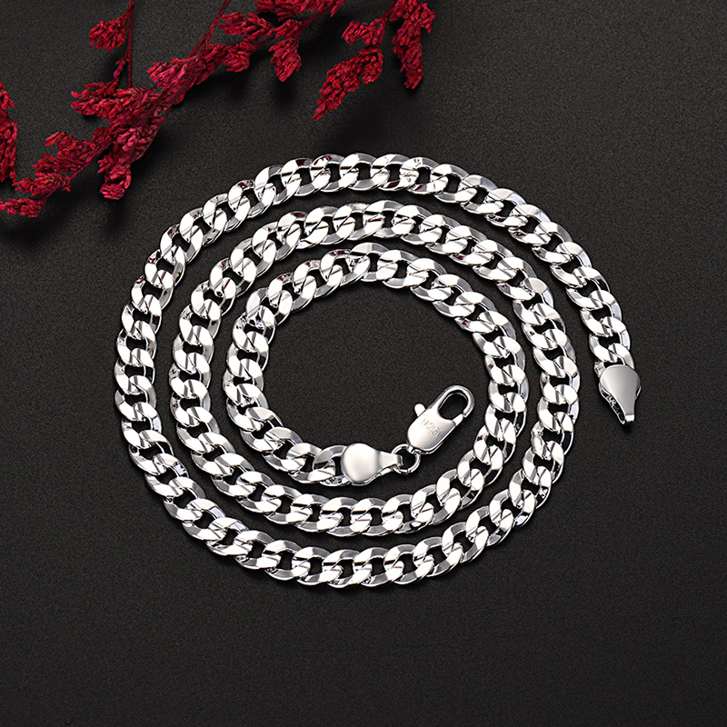 Hot 925 sterling Silver charm  - огляд і ціна Cuban Link Chain 12Mm
